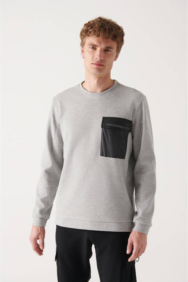 Erkek Gri Bisiklet Yaka Sweatshirt - 6