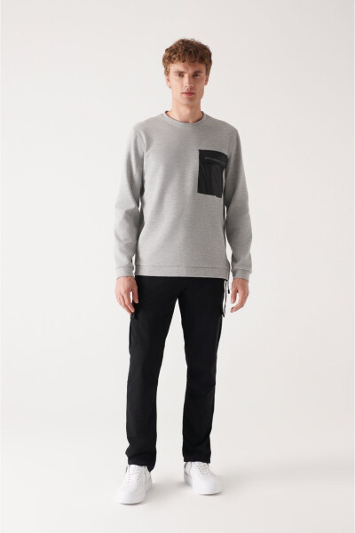 Erkek Gri Bisiklet Yaka Sweatshirt - 5