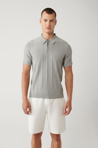 Erkek Gri Polo Yaka T-shirt - 3