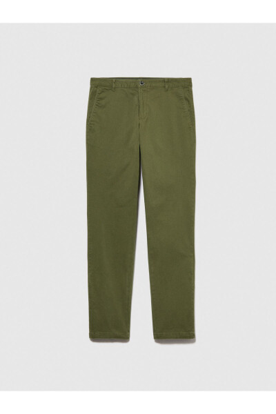 Erkek Haki Slim Fit Vintage Efekt Chino Pantolon - 2