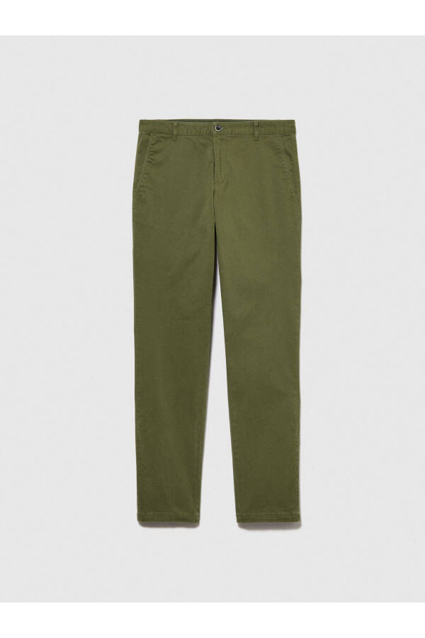 Erkek Haki Slim Fit Vintage Efekt Chino Pantolon - 2