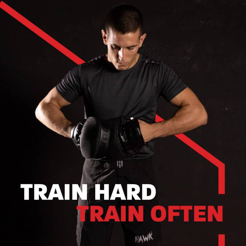 Erkek, Kadın ve Çocuklar İçin Hawk Spor Vuruş Eldivenleri, Dövüş Sanatları ve Boks Eğitimi İçin Deri Odak Eldivenleri, Karate, Kickboks, Krav MAGA, Muay Thai ve Taekwondo İçin Kavisli Vuruş Eldivenleri - 3