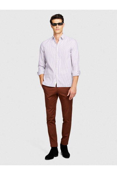 Erkek Kahverengi Slim Fit Esnek Chino Pantolon - 1