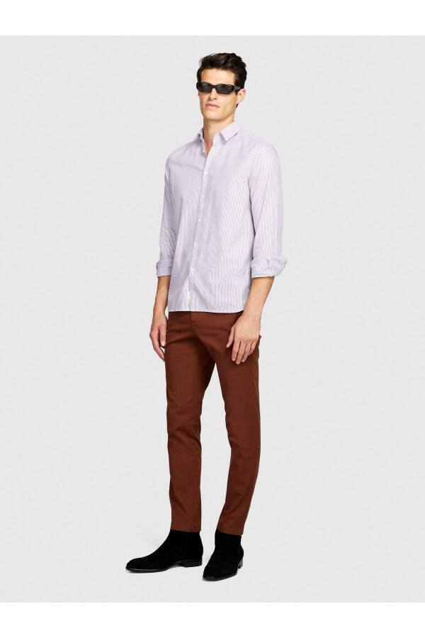 Erkek Kahverengi Slim Fit Esnek Chino Pantolon - 3