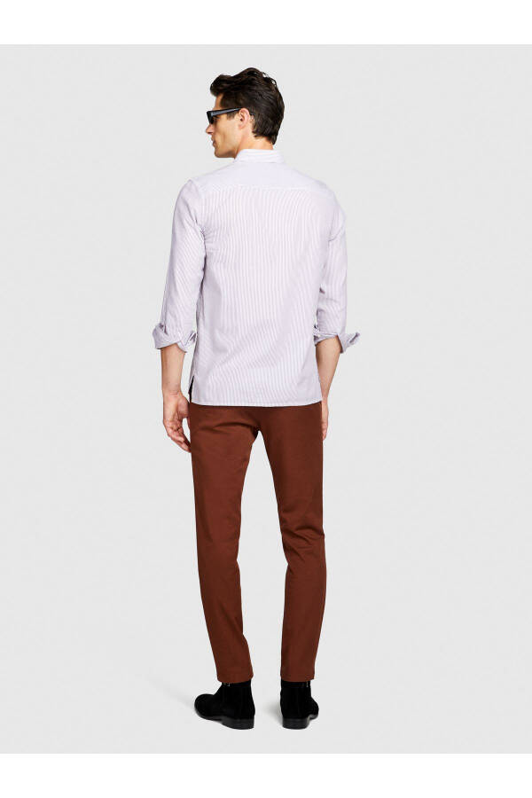 Erkek Kahverengi Slim Fit Esnek Chino Pantolon - 4