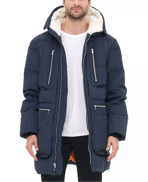 Erkek Kapüşonlu Ağır Parka Ceket - Navy - 1