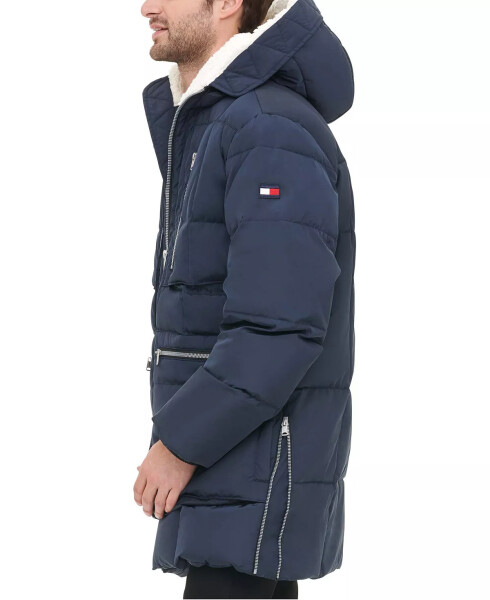 Erkek Kapüşonlu Ağır Parka Ceket - Navy - 4