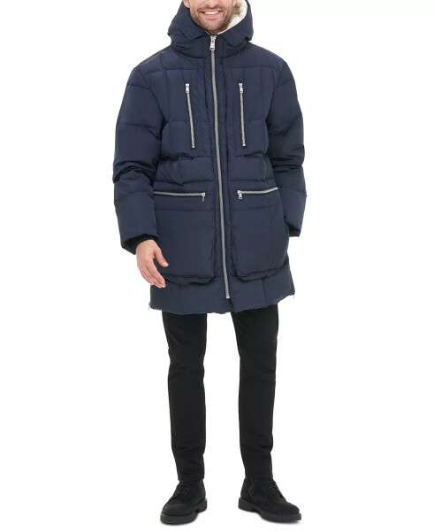 Erkek Kapüşonlu Ağır Parka Ceket - Navy - 6