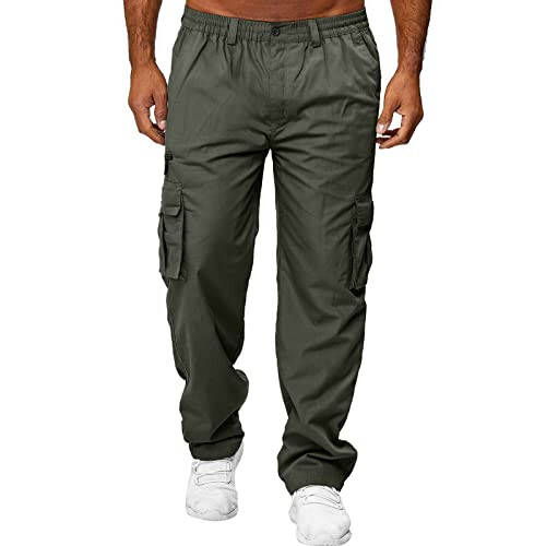 Erkek Kargo Jogger Pantolon, Erkek Slim Fit Spor Jogger Terletici Pantolon Şnürlü Pantolon Açık Hava Pantolonu Cepli - 1