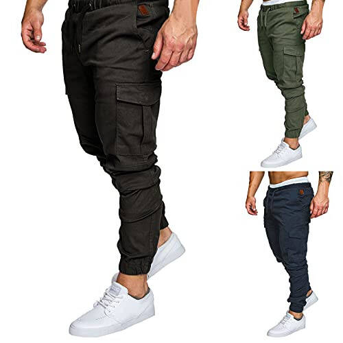 Erkek Kargo Pantolonu, Erkek Jogger Slim Fit Chino Kargo Pantolonu Açık Hava Moda Günlük Atletik Pantolon Harem Pantolon - 2