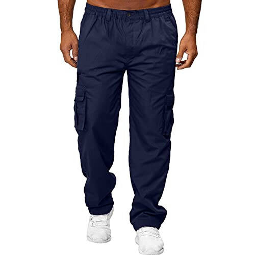 Erkek Kargo Pantolonu, Erkek Slim Fit Spor Jogger Eşofman Pantolonu, Bağcıklı Pantolon, Cepli Açık Hava Pantolonu - 1