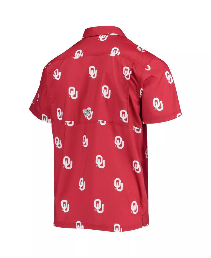 Erkek Kırmızı Oklahoma Sooners Süper Slack Tide Omni-Shade Düğmeli Gömlek Kırmızı - 4