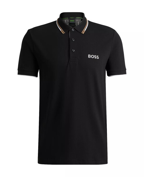 Erkek Kontrast Logo Polo Tişört Siyah - 3