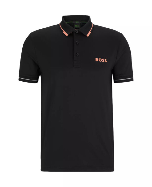 Erkek Kontrast Logo Slim Fit Polo Tişört Siyah - 4