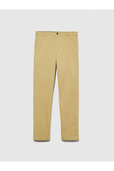 Erkek Koyu Bej Slim Fit Vintage Efekt Chino Pantolon - 2