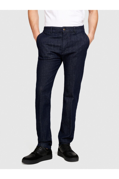 Erkek Koyu Denim Slim Fit Baltimora Chino Denim Pantolon - 5