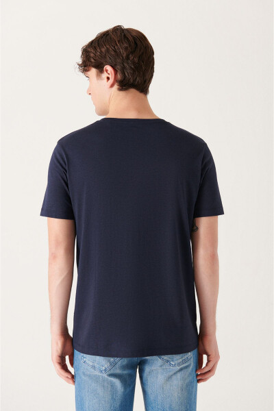 Erkek Lacivert Ultrasoft V Yaka Modal Slim Fit Dar Kesim T-shirt E001173 - 9