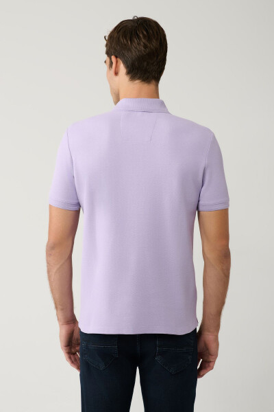 Erkek Lila %100 Pamuk Hızlı Kuruyan Regular Fit Kıvrılmayan Polo Yaka T-shirt B001032 - 9