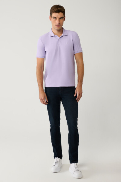 Erkek Lila %100 Pamuk Hızlı Kuruyan Regular Fit Kıvrılmayan Polo Yaka T-shirt B001032 - 10