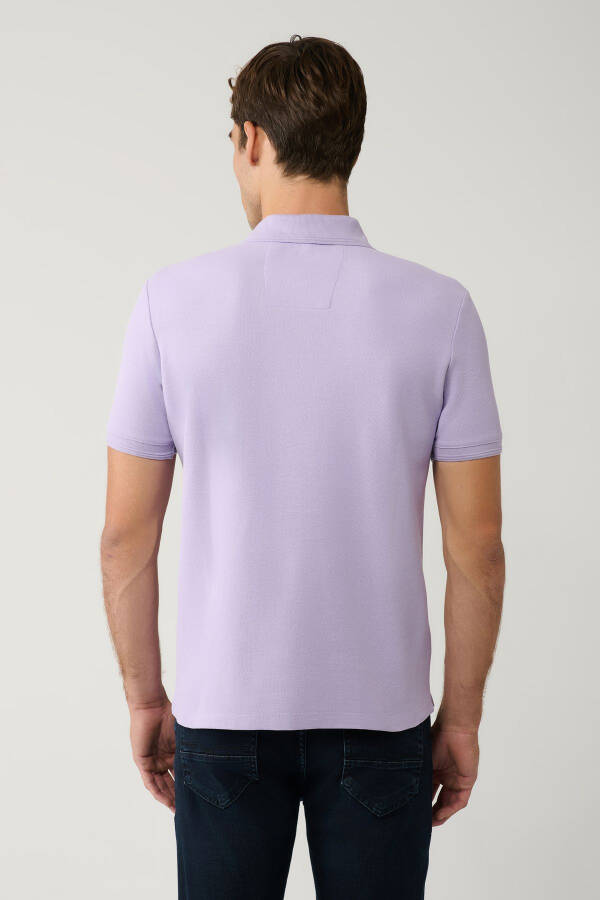 Erkek Lila %100 Pamuk Hızlı Kuruyan Regular Fit Kıvrılmayan Polo Yaka T-shirt B001032 - 4