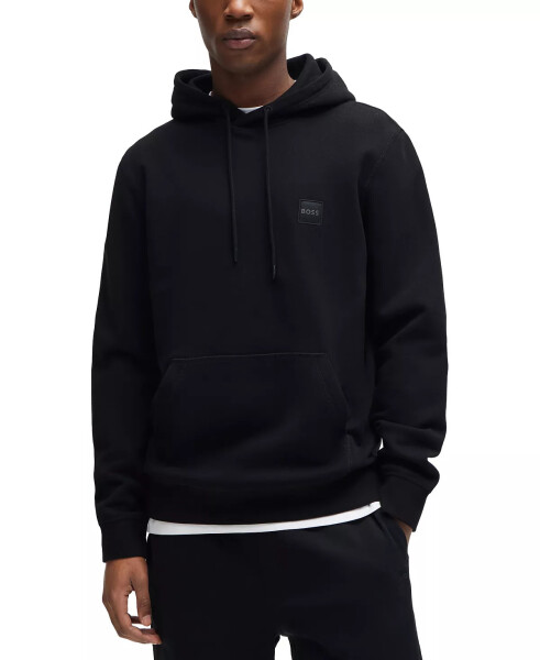 Erkek Logo Yama Kapüşonlu Sweatshirt Siyah - 1