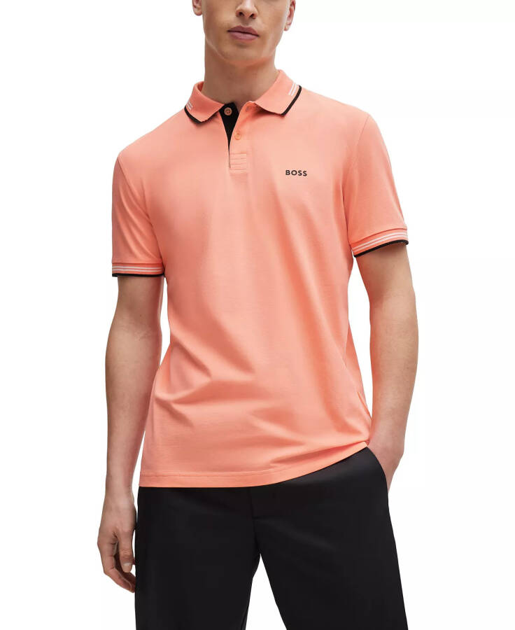 Erkek Markalı Slim Fit Polo Tişört Açık Kırmızı - 1