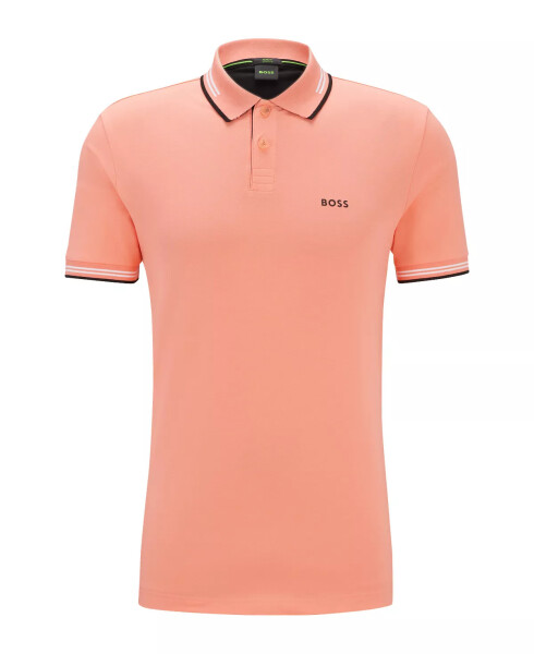 Erkek Markalı Slim Fit Polo Tişört Açık Kırmızı - 4