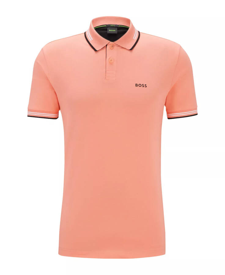 Erkek Markalı Slim Fit Polo Tişört Açık Kırmızı - 4