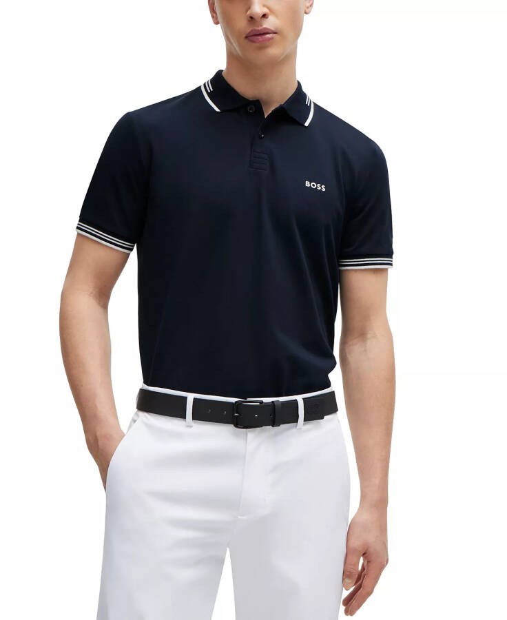 Erkek Markalı Slim Fit Polo Tişört Koyu Mavi - 5