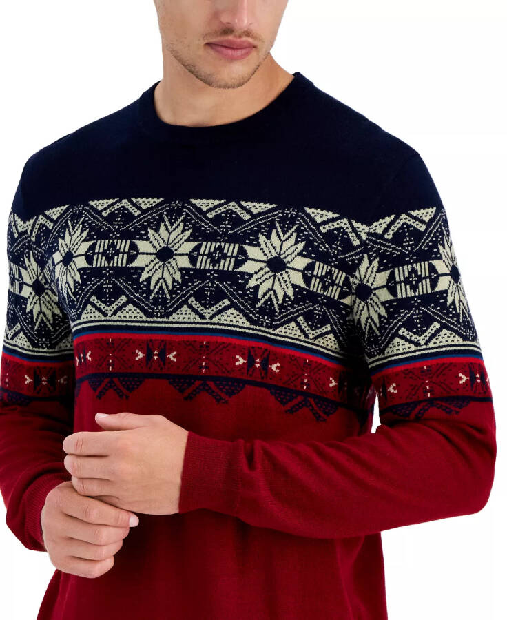 Erkek Merino Genn Fair Isle Kazak, Macy's için Oluşturuldu, Lacivert - 3