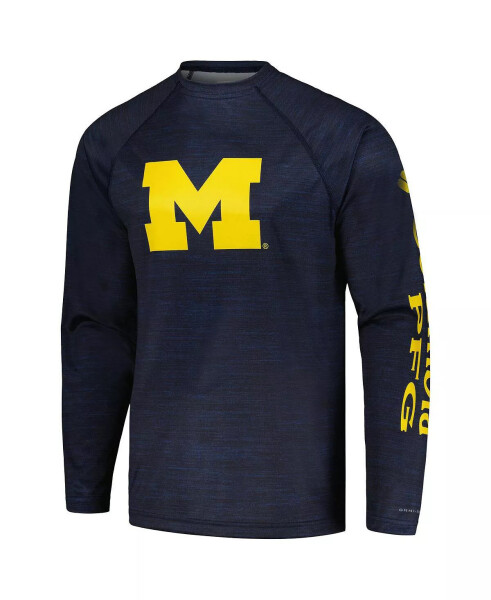 Erkek Navy Michigan Wolverines PFG Terminal Tackle Omni-Shade Raglan Uzun Kollu T-shirt Navy - 3