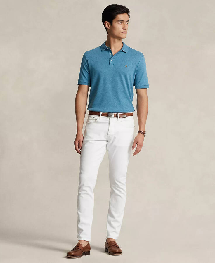 Erkek Özel Slim Fit Yumuşak Pamuklu Polo Tişört Deniz Mavisi - 4