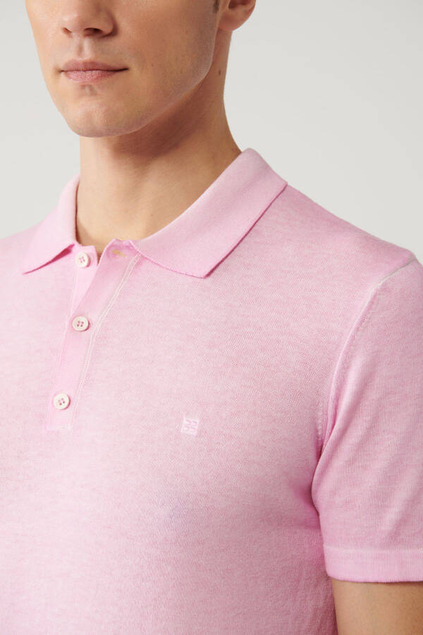 Erkek Pembe Polo Yaka T-shirt - 2