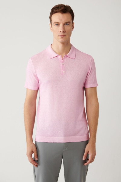 Erkek Pembe Polo Yaka T-shirt - 3