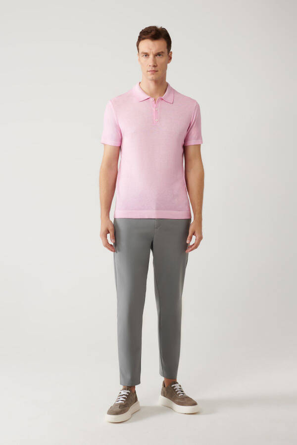 Erkek Pembe Polo Yaka T-shirt - 5