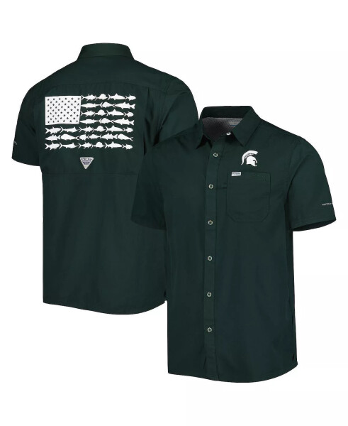 Erkek PFG Yeşil Michigan State Spartans Slack Tide Kamp Düğmeli Gömlek Yeşil - 2