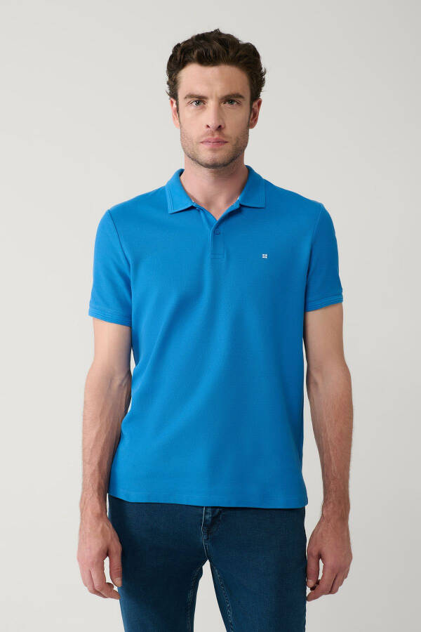 Erkek Saks %100 Pamuk Hızlı Kuruyan Regular Fit Kıvrılmayan Polo Yaka T-shirt B001032 - 6