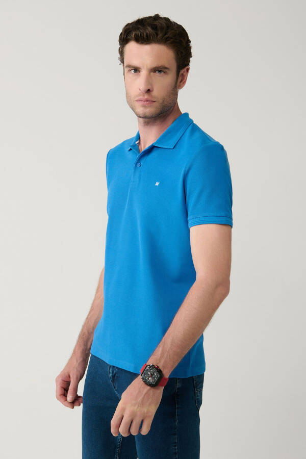 Erkek Saks %100 Pamuk Hızlı Kuruyan Regular Fit Kıvrılmayan Polo Yaka T-shirt B001032 - 8