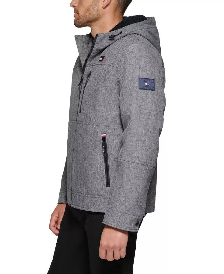 Erkek Şerpa Astarlı Softshell Kapüşonlu Ceket - Gri Tonlarında - 10