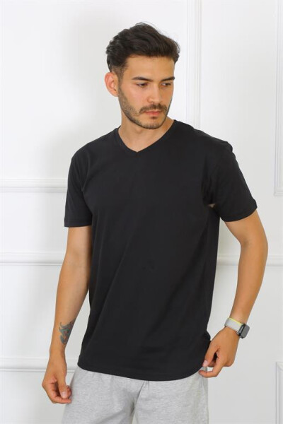 Erkek Siyah %100 Pamuklu T-Shirt 27486 - 3