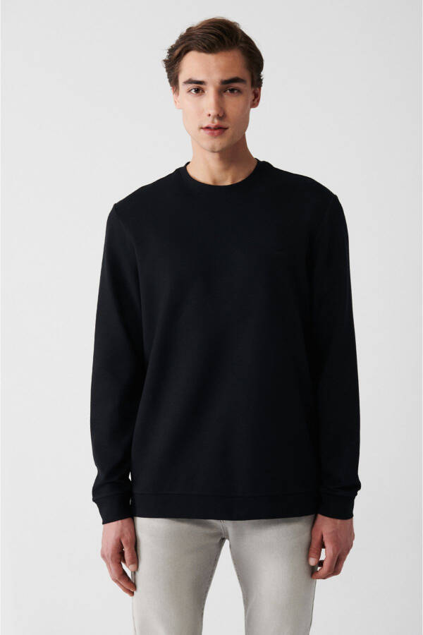 Erkek Siyah Baskılı Sweatshirt - 6