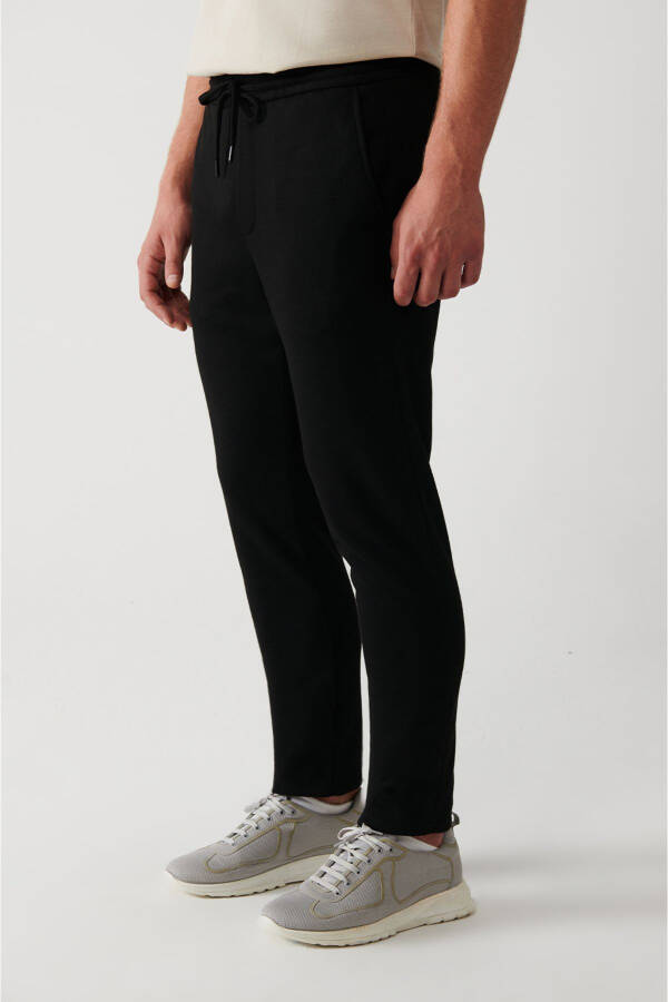 Erkek Siyah Beli Lastikli Bağcıklı Örme Relaxed Fit Rahat Kesim Jogger Pantolon A31y3027 - 17