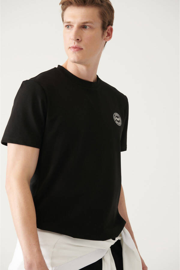 Erkek Siyah Bisiklet Yaka Baskılı Pamuklu Regular Fit T-shirt A31y1006 - 8