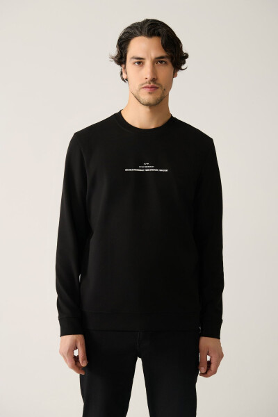 Erkek Siyah Bisiklet Yaka Sweatshirt - 3