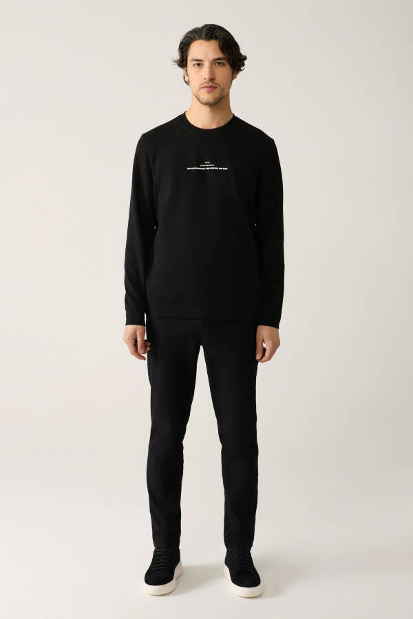 Erkek Siyah Bisiklet Yaka Sweatshirt - 5