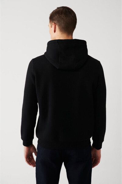 Erkek Siyah Kapüşonlu Sweatshirt - 9