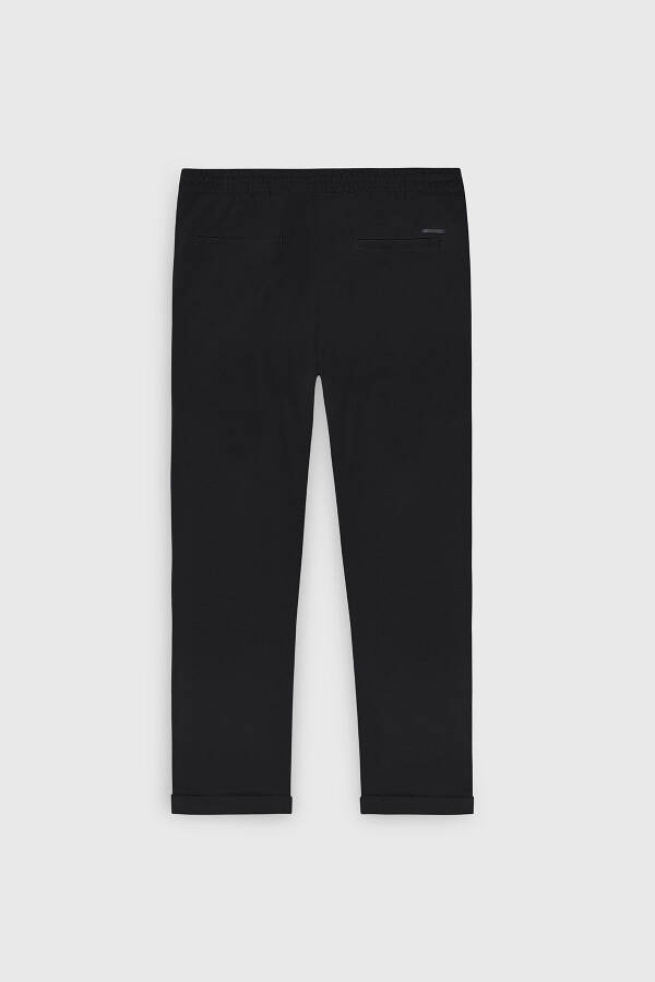 Erkek Siyah Slim Fit Rahat Kesim Beli Bağlamalı Yan Cepli Jogger Pantolon - 19