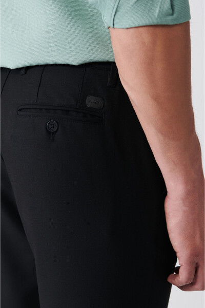 Erkek Siyah Yandan Cepli Yumuşak Tuşeli Esnek W-leisure Fit Chino Pantolon B003027 - 14