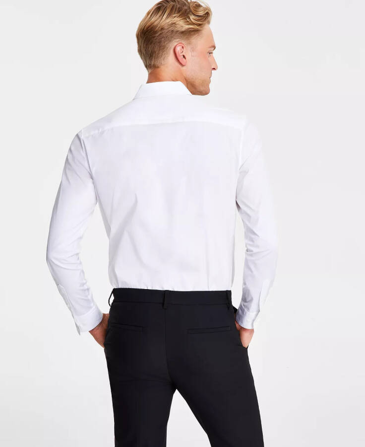 Erkek Slim Fit İnce Yaka Gömlek Parlak Beyaz - 2