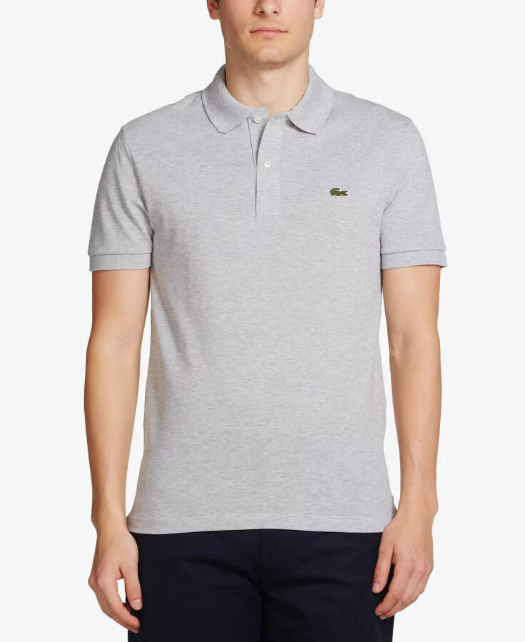 Erkek Slim Fit Kısa Kollu Kabarık Polo Tişört Gümüş Chine - 1